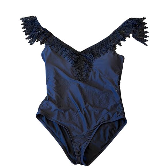 NWT Social Angel Unique Black Lace One Piece Swimsuit Size XL - Picture 2 of 7